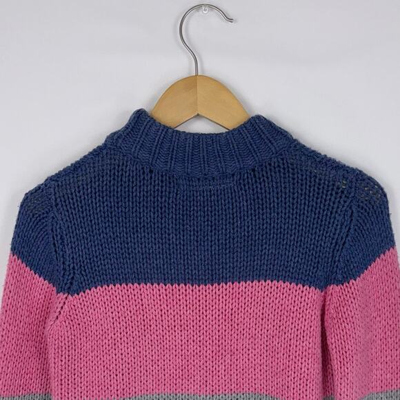 One Grey Day Women's Gigi Retro Multi Striped Cropped Sweater XS Blue Pink - Picture 8 of 15